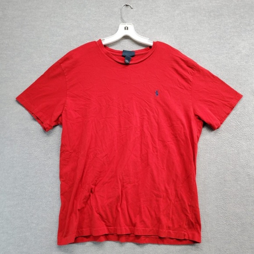 VINTAGE Polo Ralph Lauren Men Shirt Large‎ Red Logo Embroidered Short Sleeve